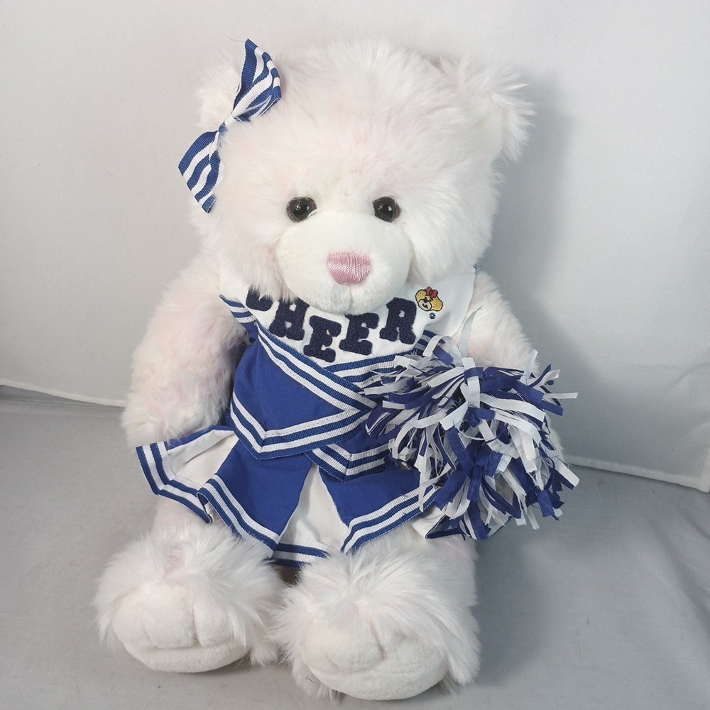 Build A Bear Cotton Candy White Pink Rare Retired 15" with Cheerleader Outfit